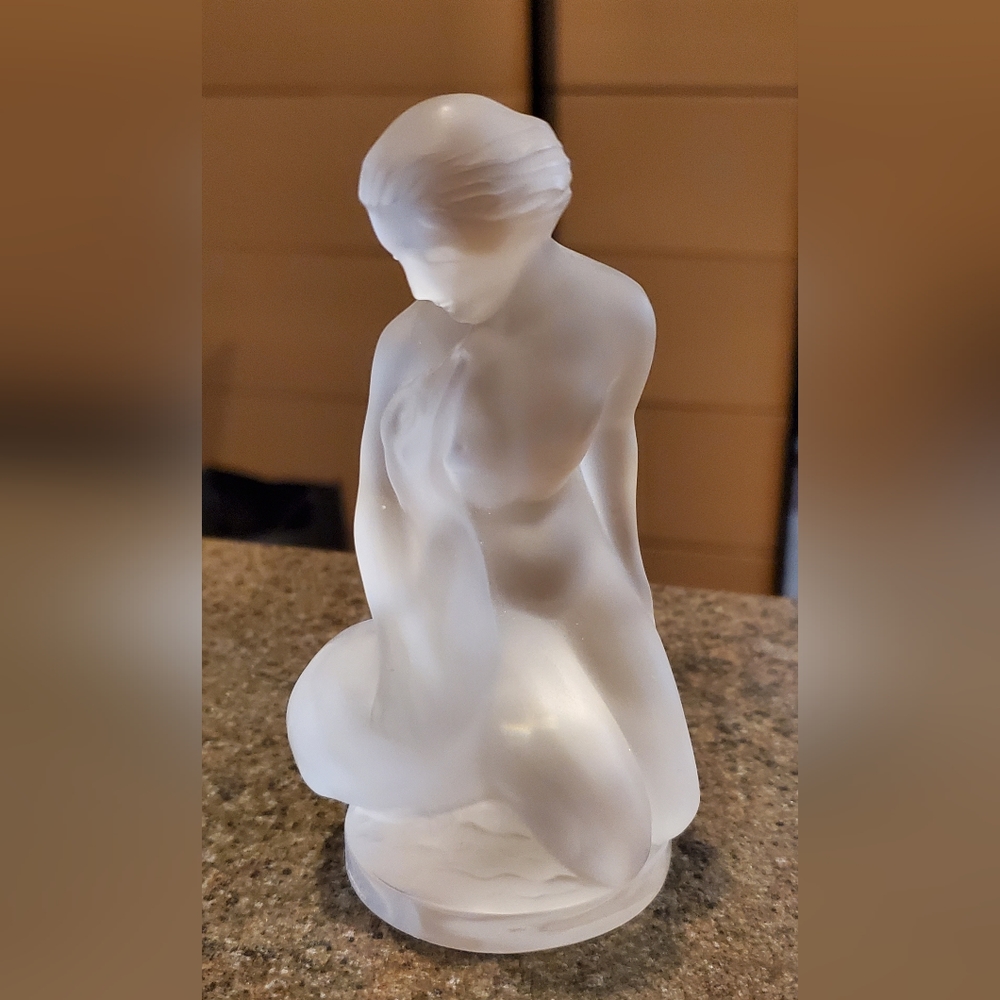 Lalique Vintage and Signed Lady and Swan Collectible Figure